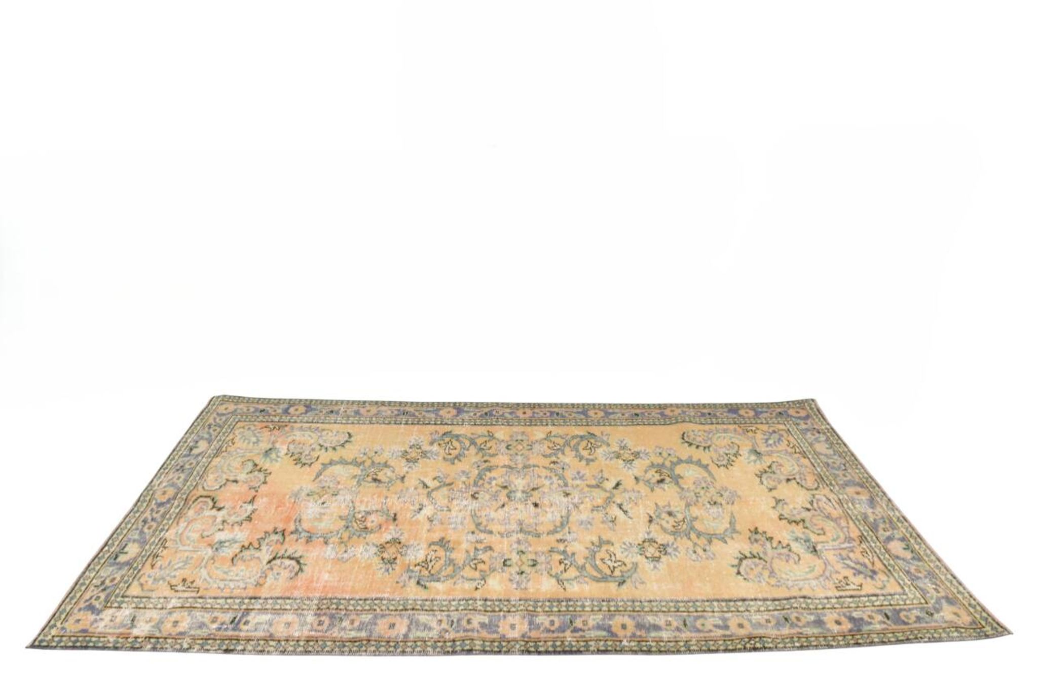 5x8 Mustard & Yellow Bordered Vintage Rug, 160x255Cm