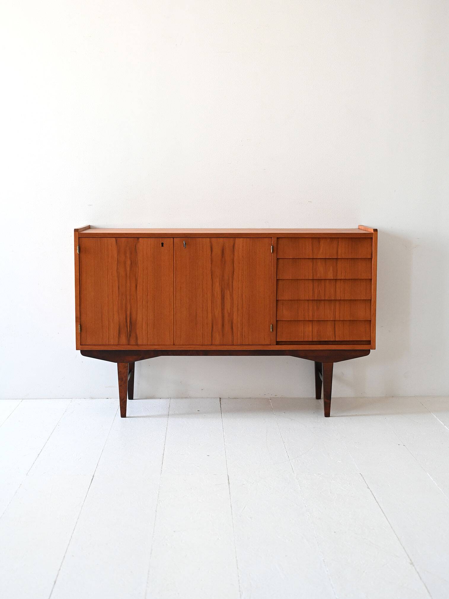 Vintage Scandinavian Teak Sideboard with Tile-Front Drawers, 1960s