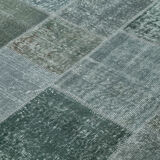 Handwoven turkish contemporary 171 cm x 239 cm grey patchwork carpet