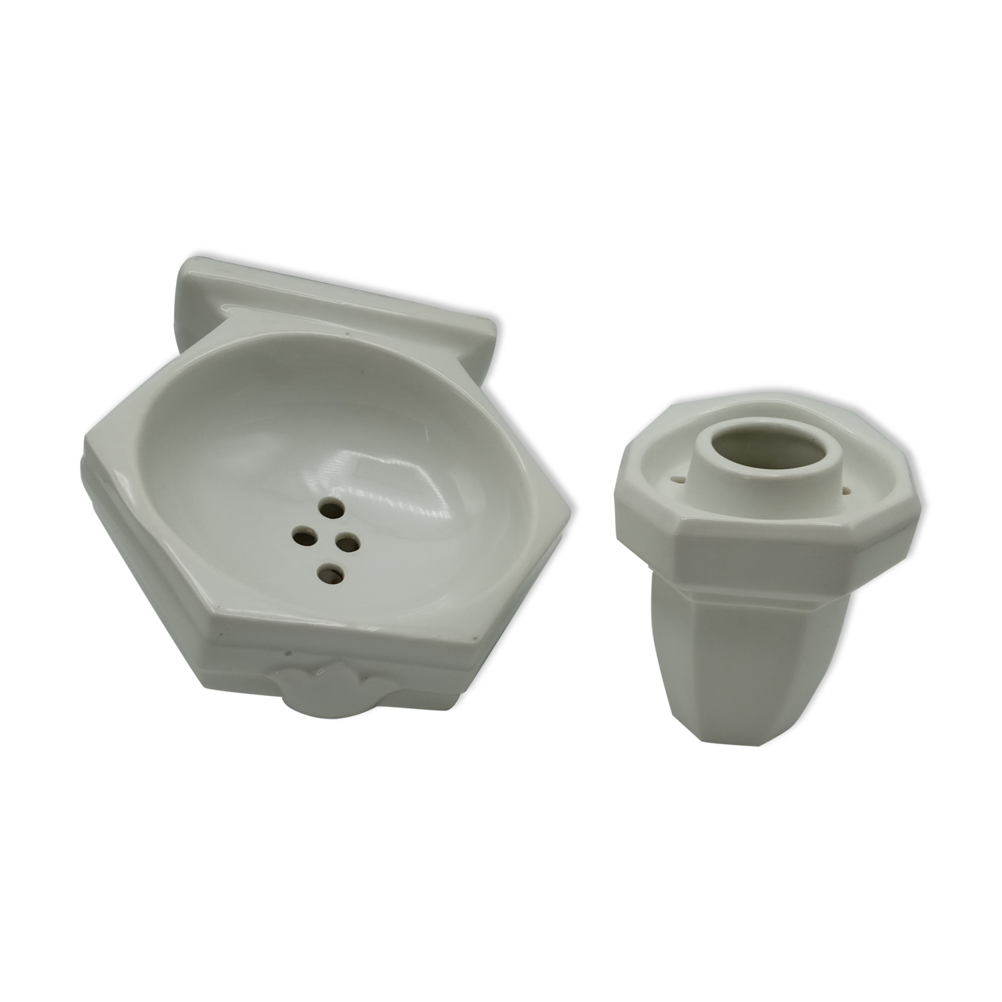 Soap holder and art deco toothbrush holder