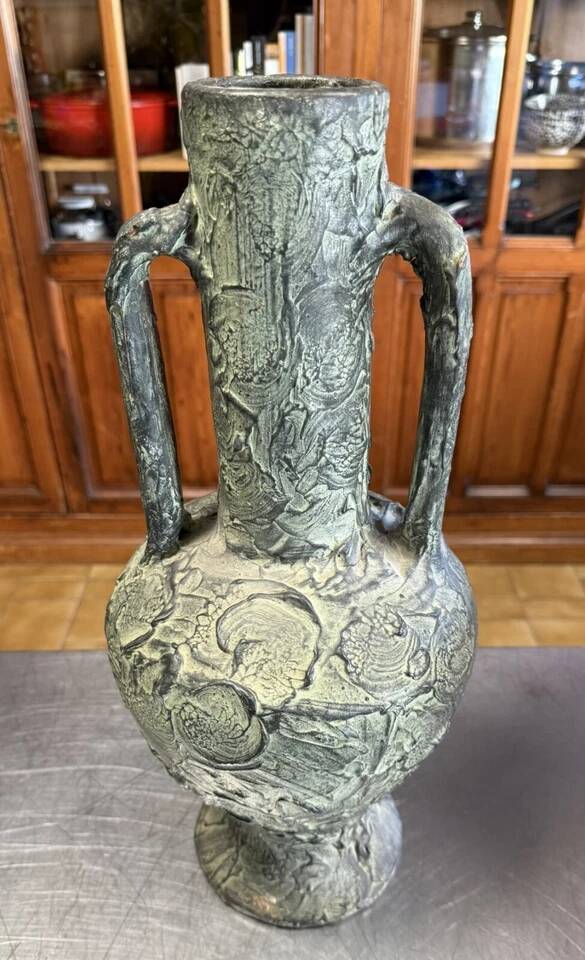 Patinated terracotta vase from the first half of the 20th century