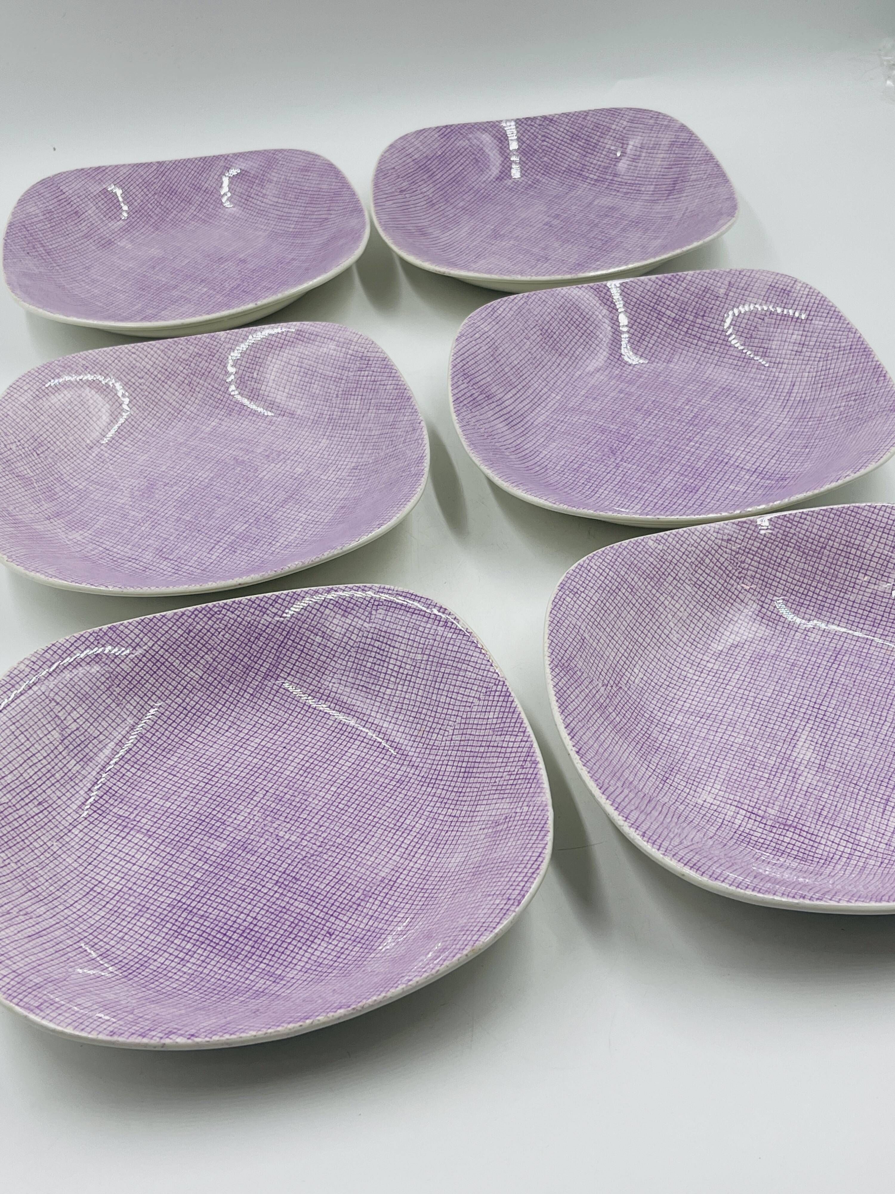 Set of 6 Boch La Louvière deep plates Model Seduction 1962 – Vintage
