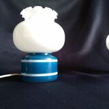 Pair of duck blue and white opaline lamps