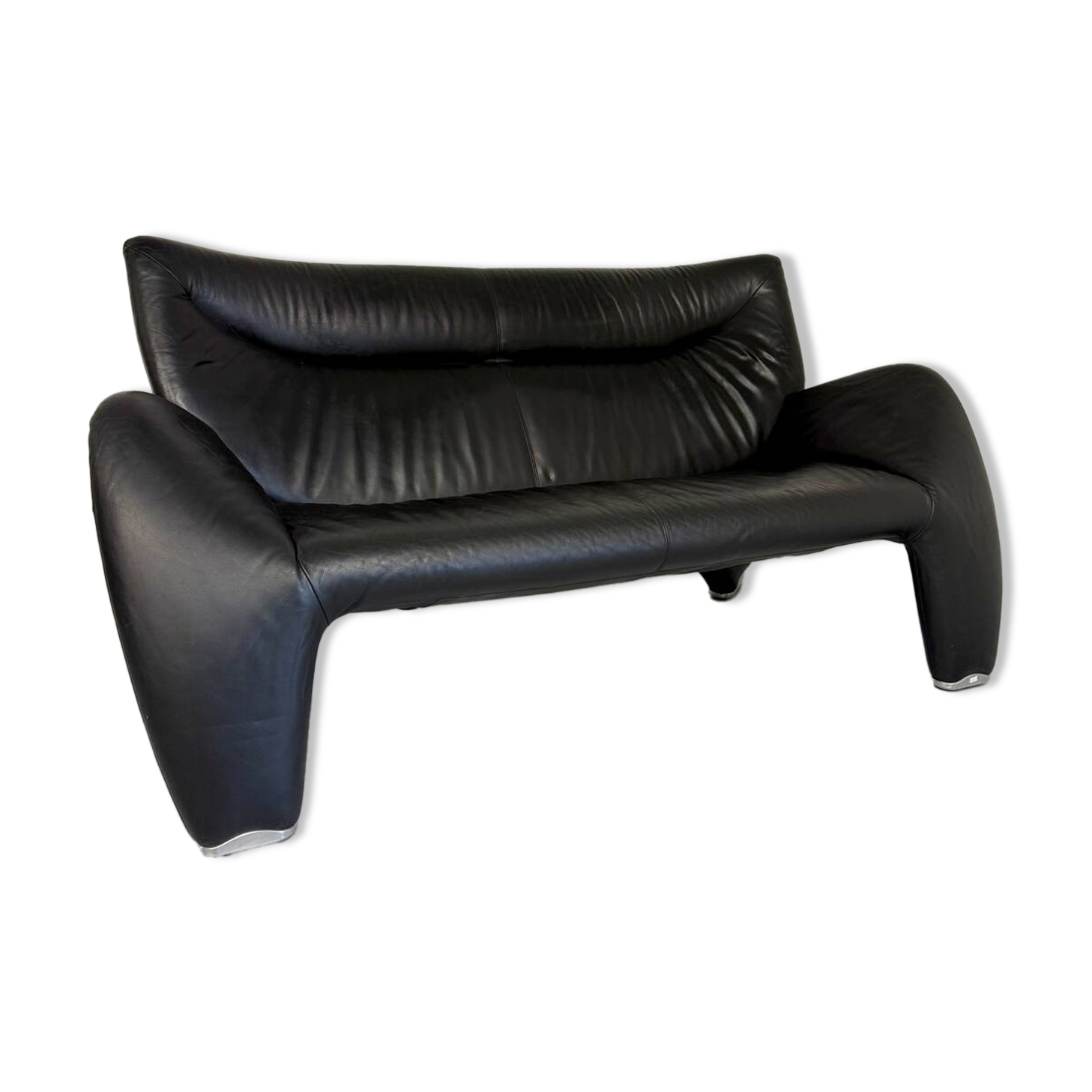 Old 2/3 seater lounge sofa designed by Jan Armgardt for Leolux in black leather