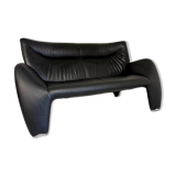 Old 2/3 seater lounge sofa designed by Jan Armgardt for Leolux in black leather