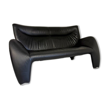 Old 2/3 seater lounge sofa designed by Jan Armgardt for Leolux in black leather