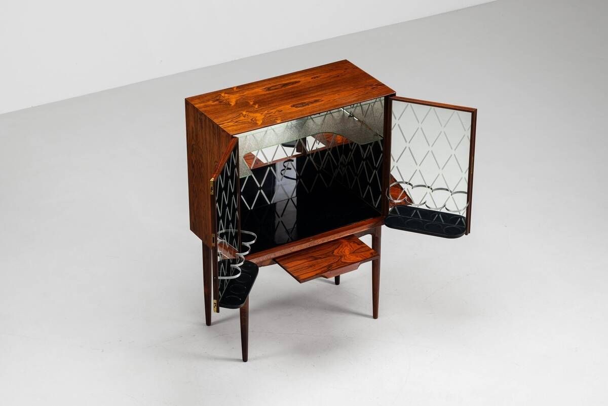 Illum Wikkelso bar cabinet in rosewood C. F. Christensen Denmark 1960