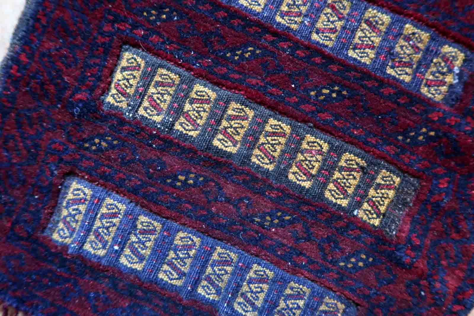 Vintage afghan Baluch handmade carpet, 1970s, 35cm x 50cm