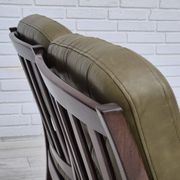 1970s, Scandinavian 2 seater sofa in original condition, green furniture leather, solid teak wood.