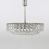 Grand chandelier Bakalowits in nickel and glass with diamond-shaped crystals, 1960s.