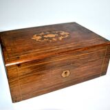 Boite coffret ancien en marqueterie de bois