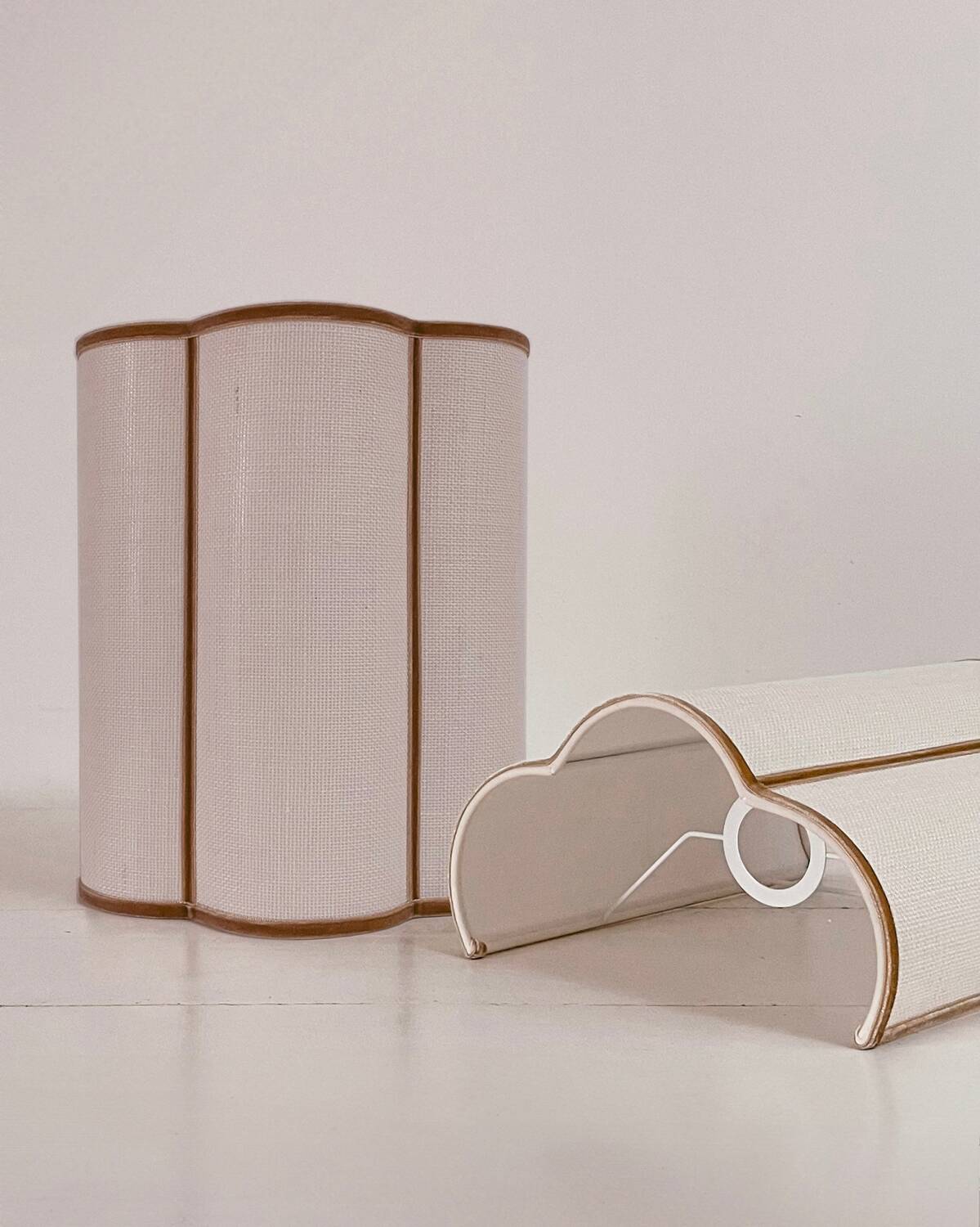 3 linen and velvet braid wall lights