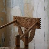 Carved monk's chair in solid oak, Wabi Sabi, Swedish, early 20th century.