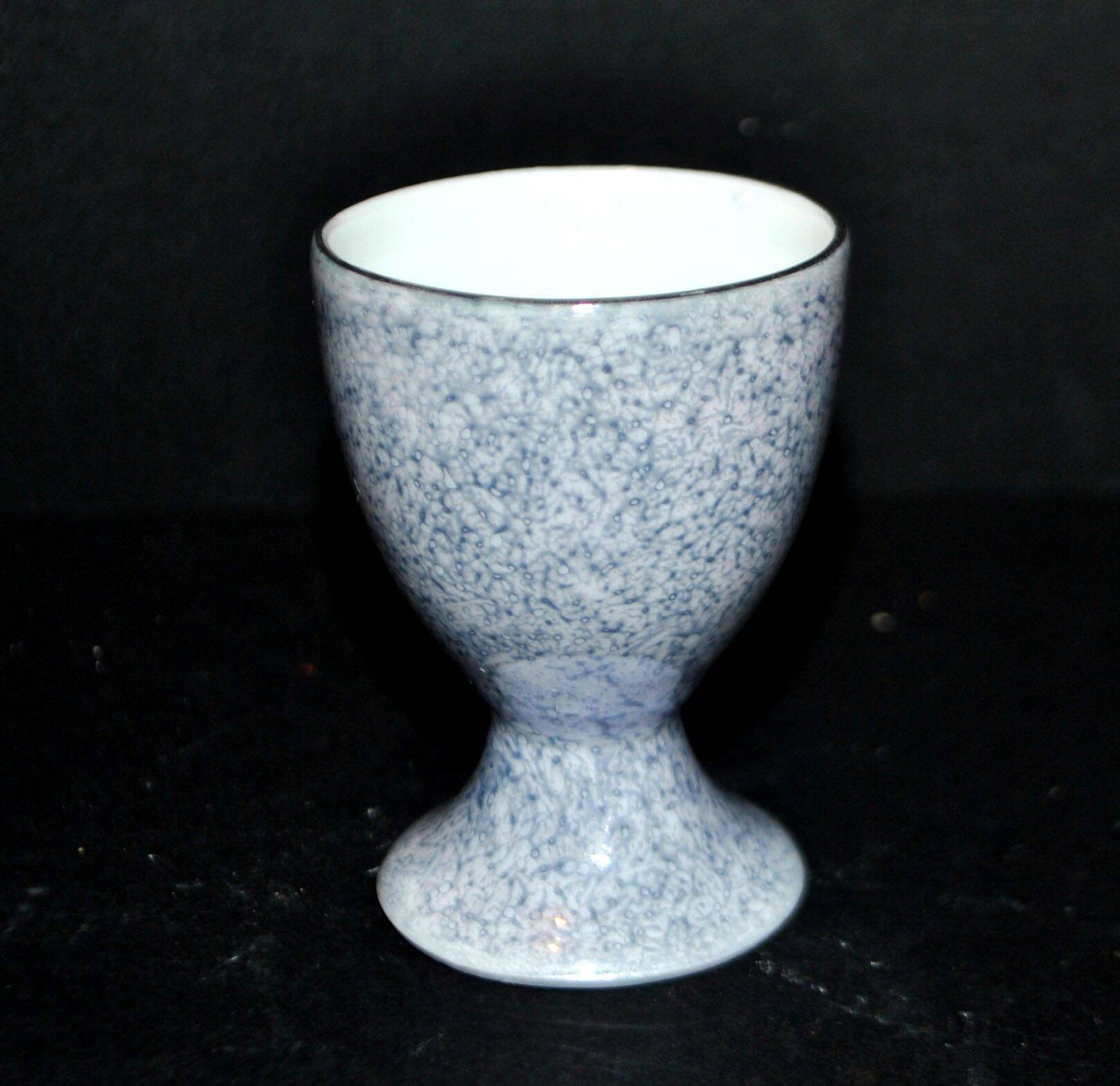 Vintage iridescent gray porcelain egg cup