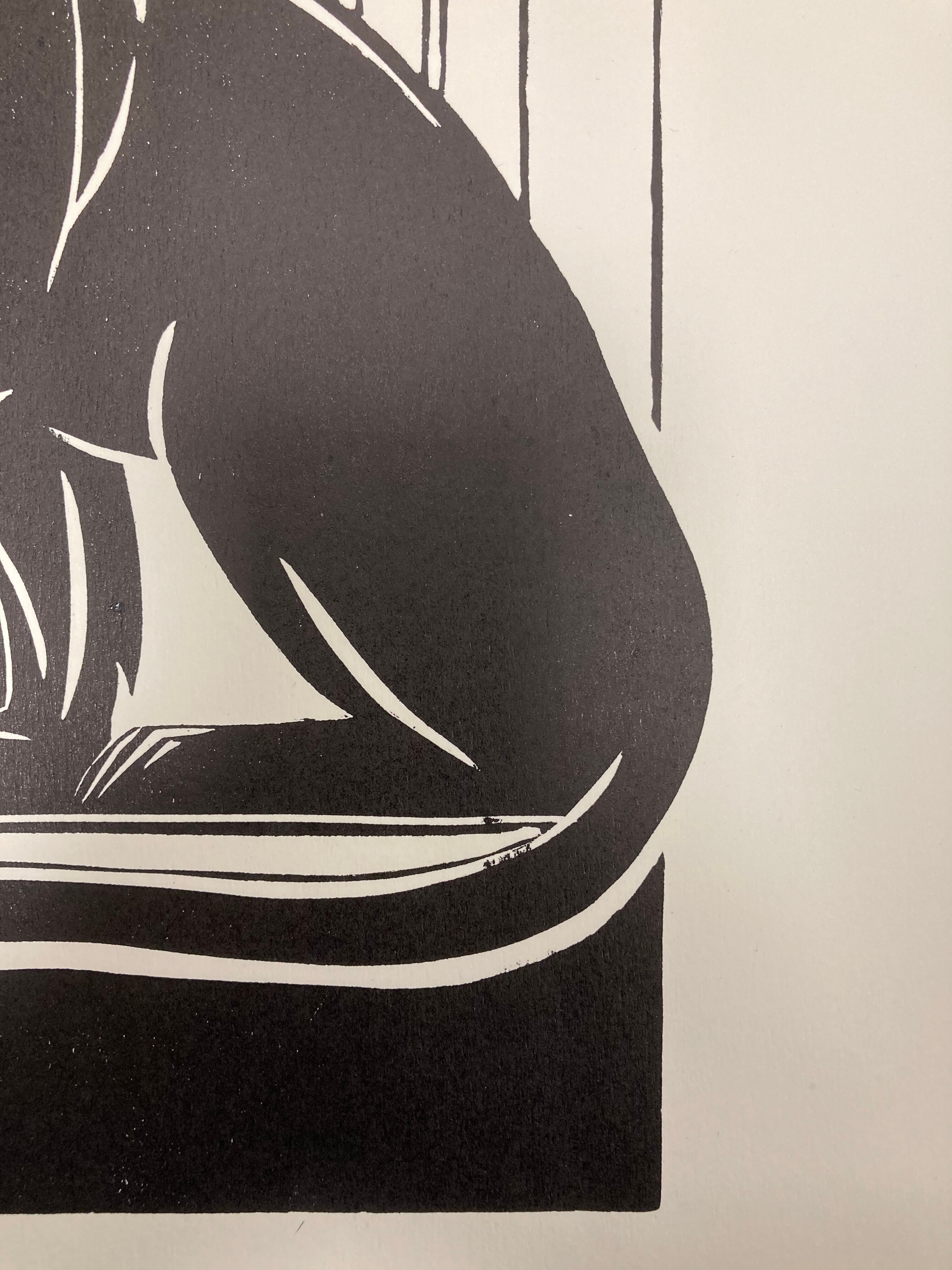 Linogravure art déco "panther"