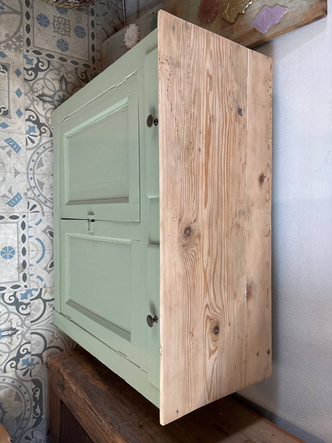 Old sage green sideboard