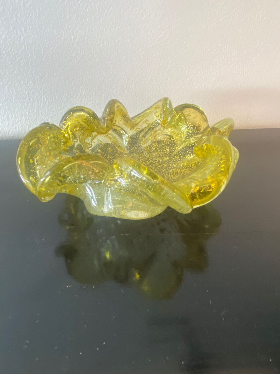 Empty ashtray pocket Murano Barovier Toso Vintage gold glitter