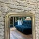 Antique Louis Philippe mirror with silver leaf pearls 105cm