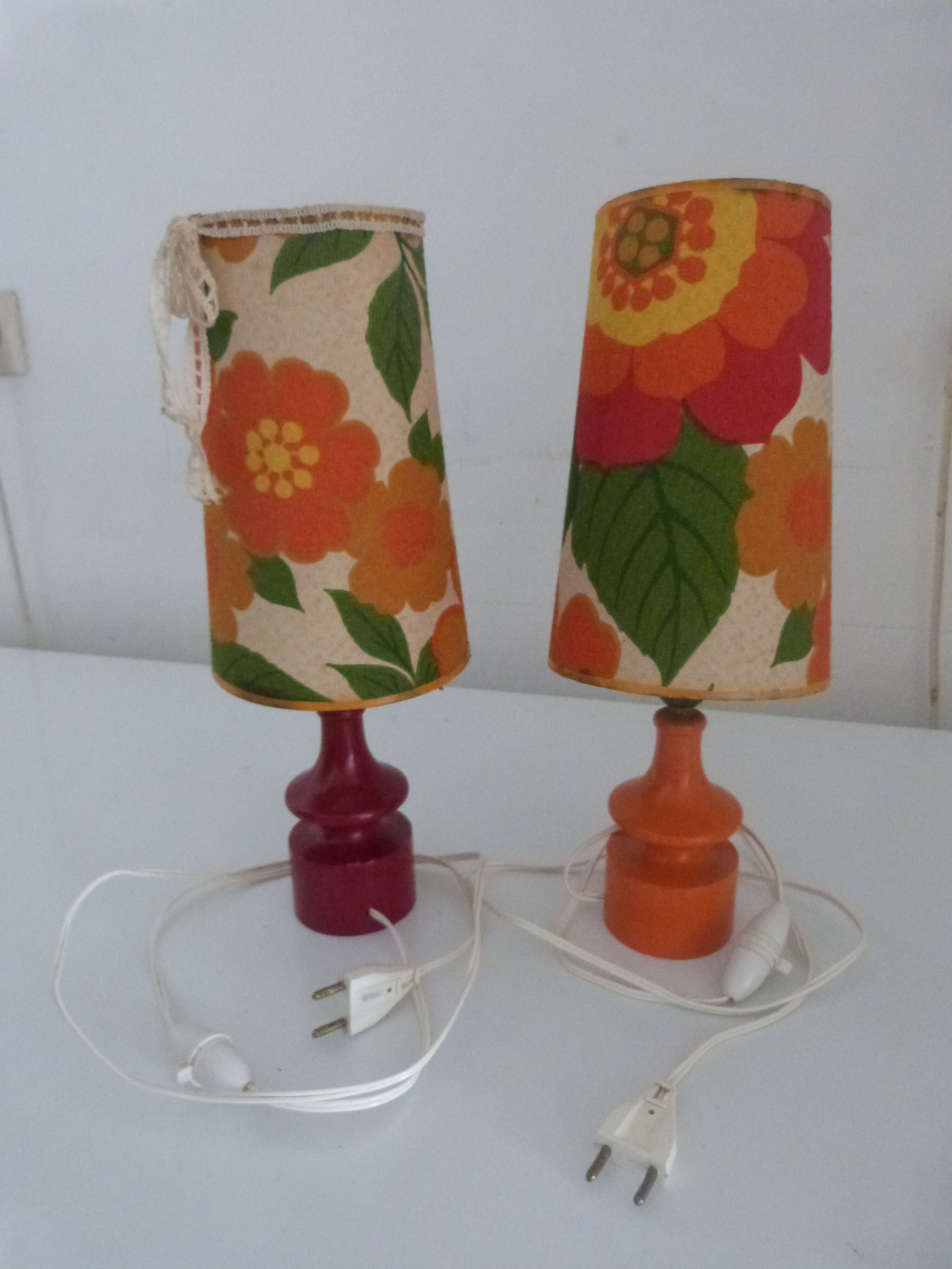 Pair of table lamp kitsch vintage bedside lamp