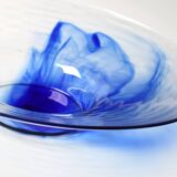 Vintage Bormioli Rocco Glass Bowl: Blue Swirl Mid-Century Platter / 1990s