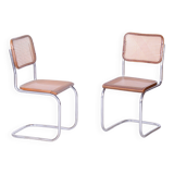 Restored Bauhaus Pair of Chairs, Robert Slezak, Chrome, Beech, Czechia, 1930s