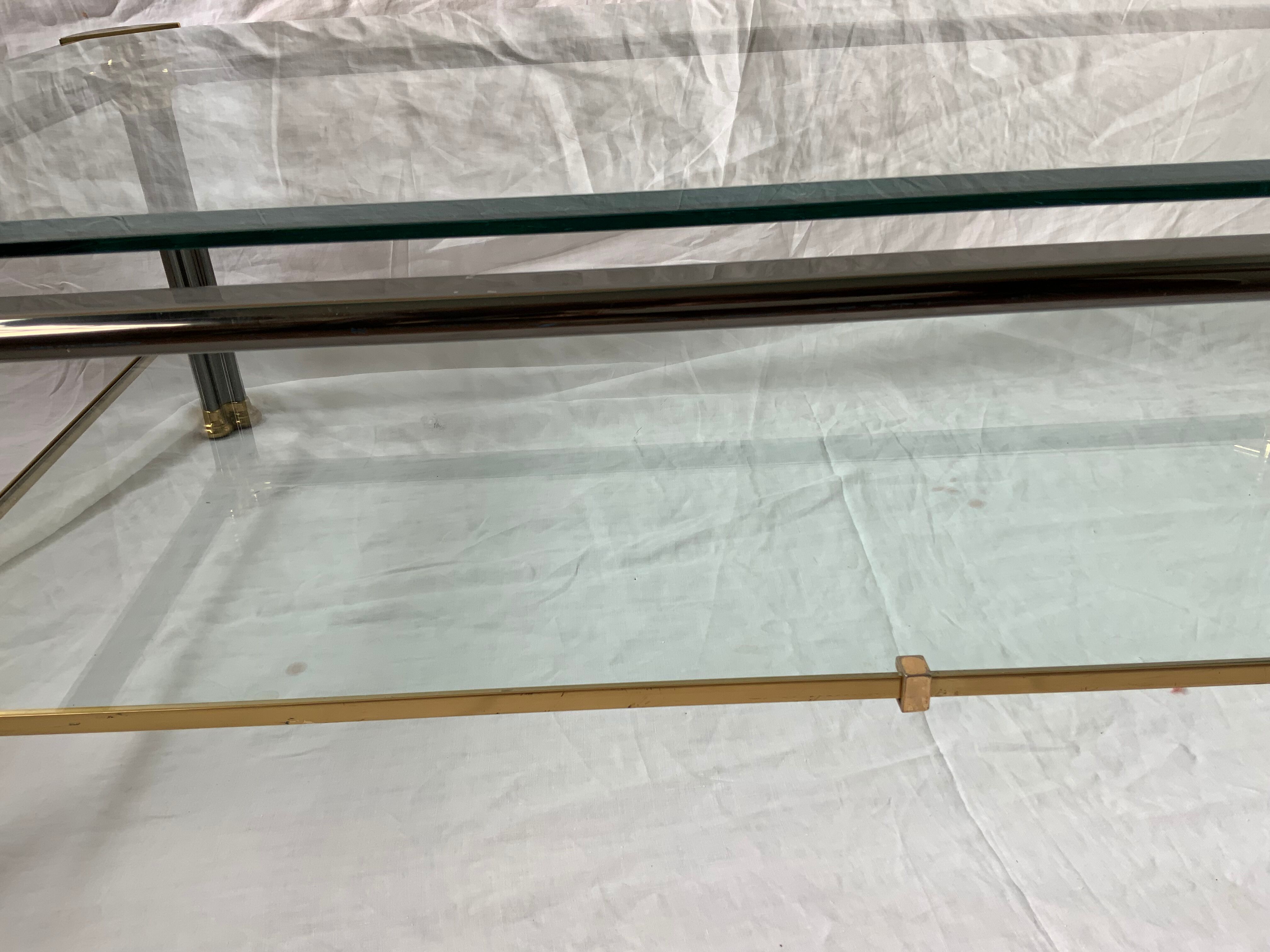 Glass and brass coffee table