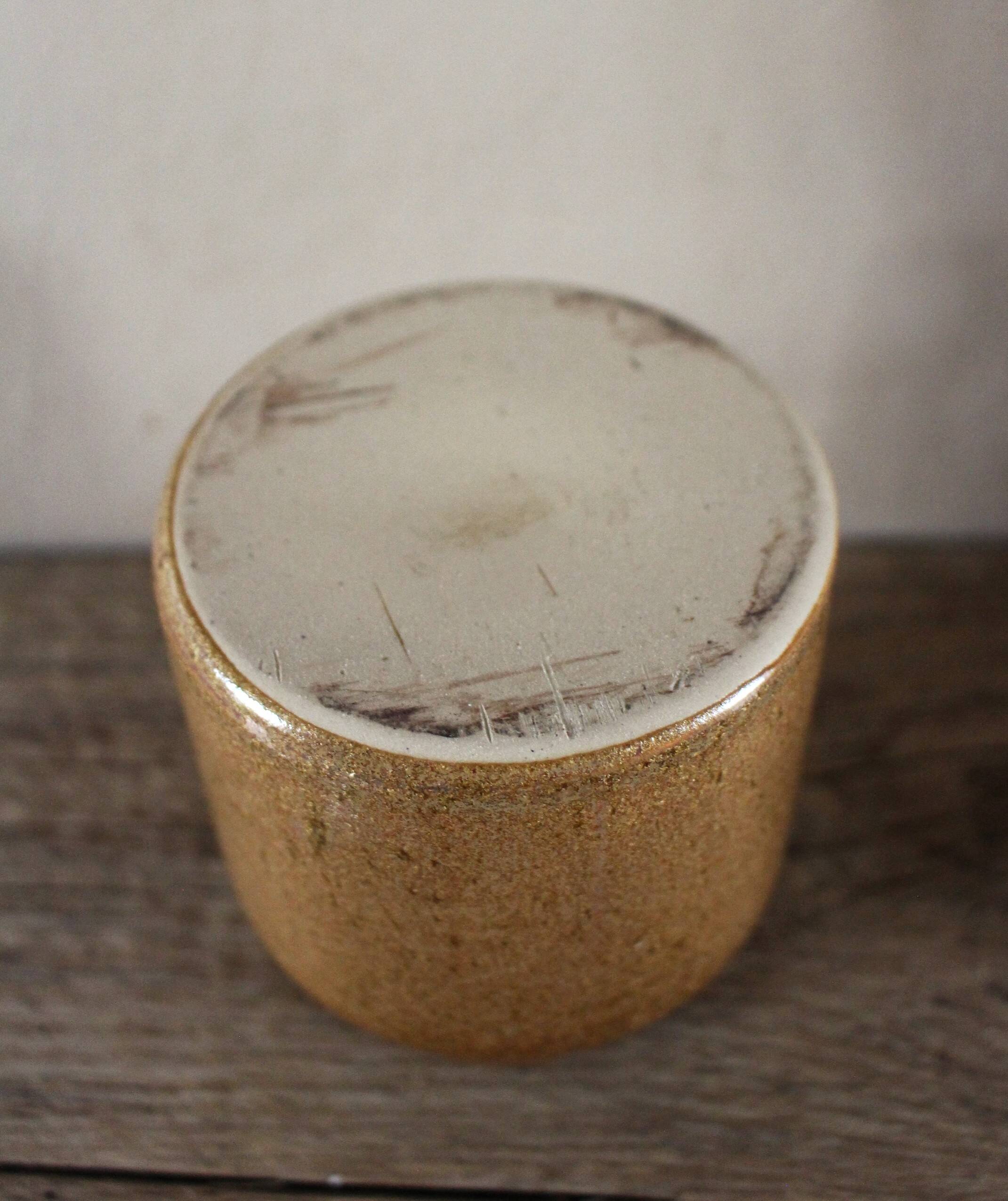 Vase, small vintage pot in brown stoneware
