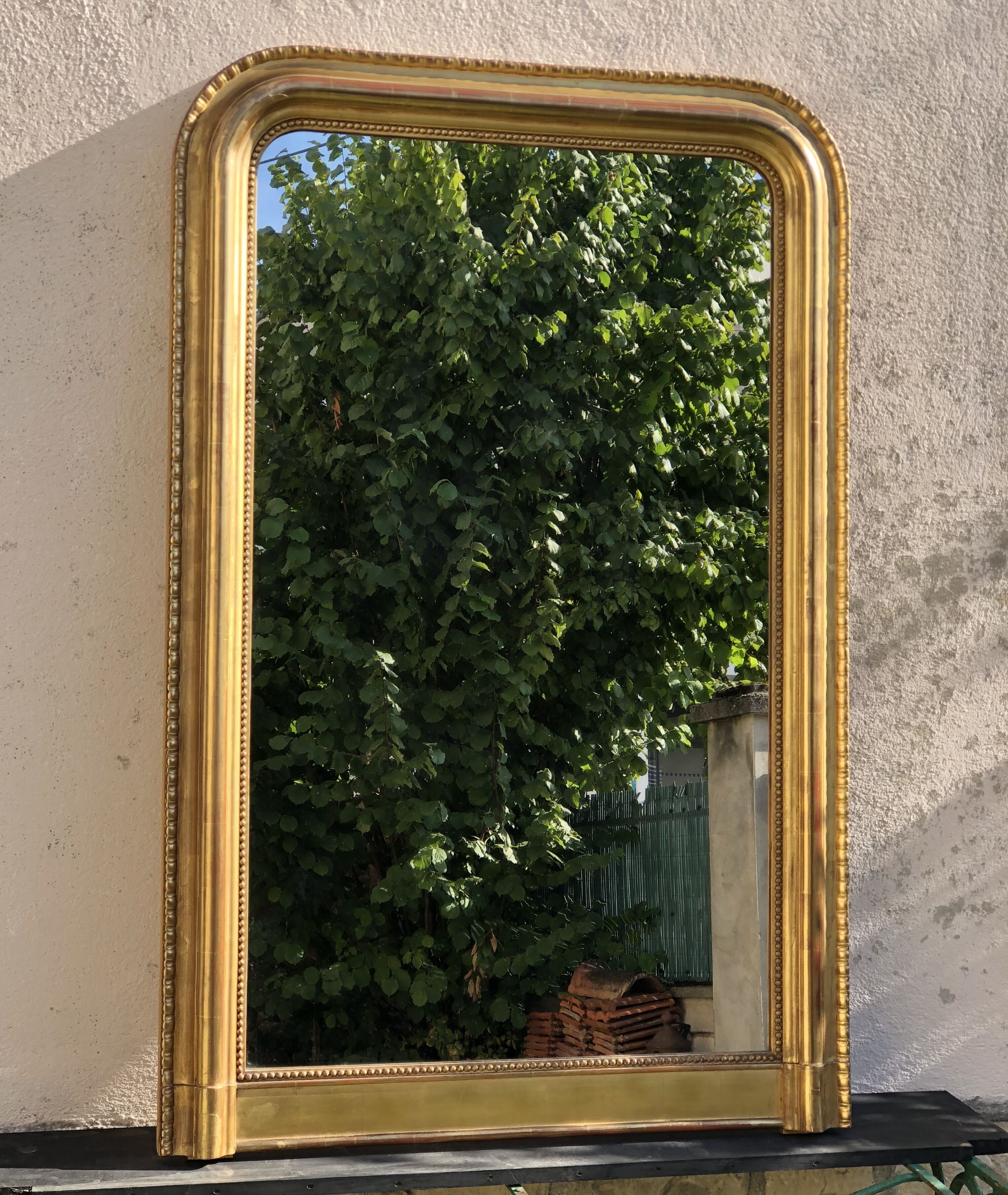 Louis Philippe period mirror gilded gold leaf 144x94cm