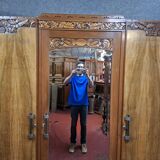 three-door wardrobe in fruitwood veneer, Art Deco style