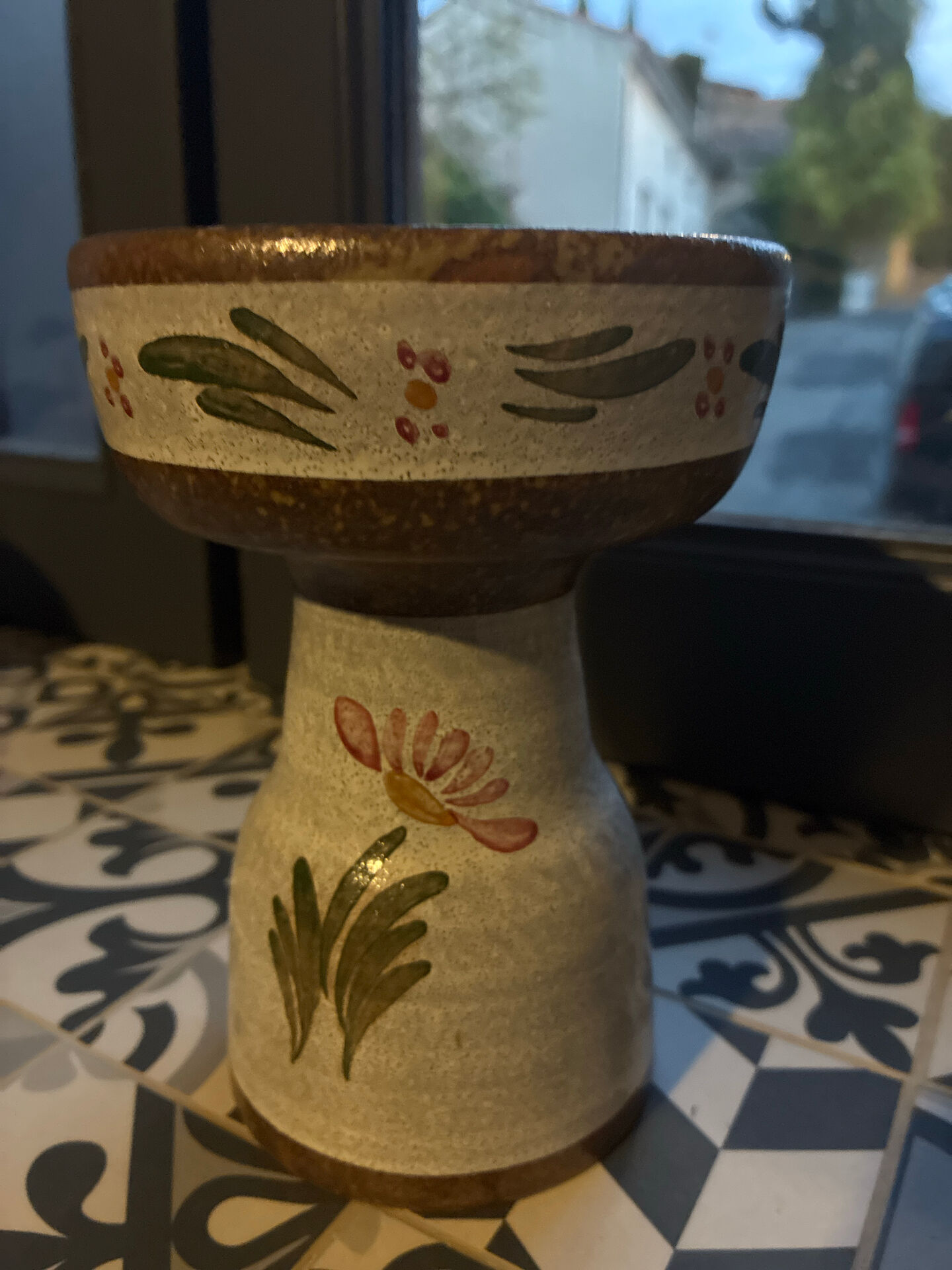 Glazed stoneware candlestick – signed BOZ P.S CHIP