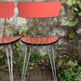4 red Formica chairs with Eiffel legs 1950