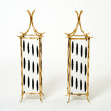 Pair of brass lantern lamps and fabrics from Maison Baguès 1960