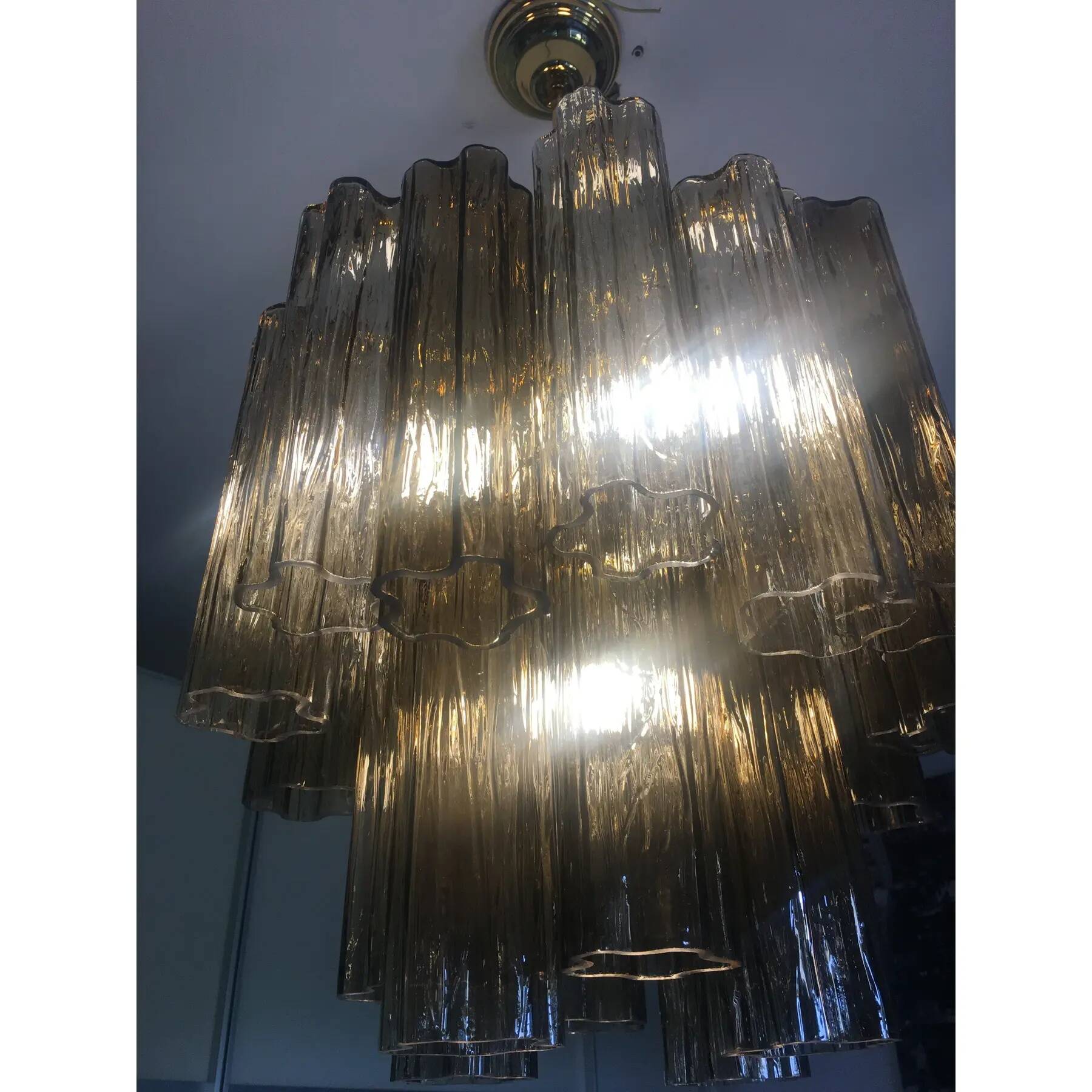 Murano Style Glass Chandelier, Fumé Tone