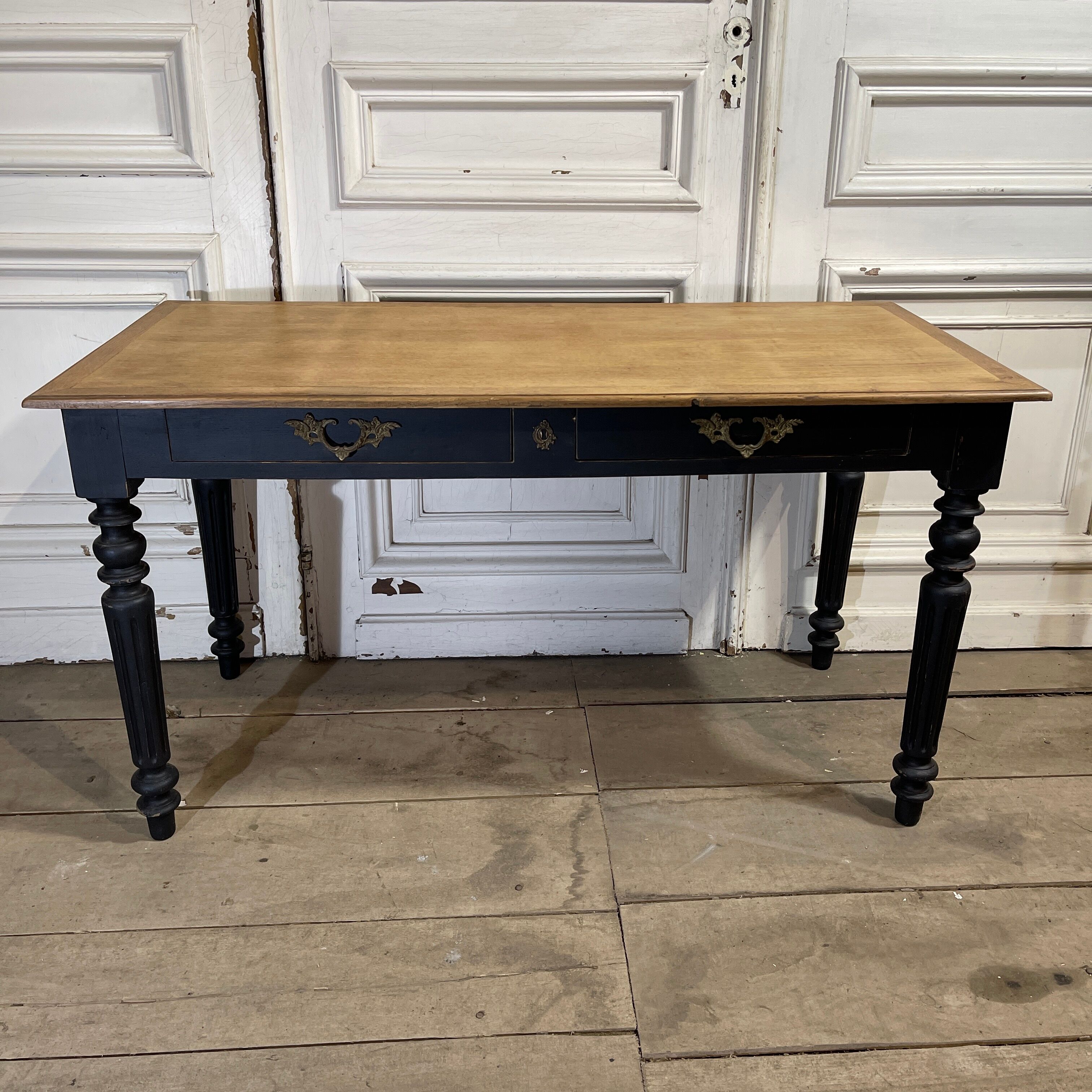 Desk 2 drawers patinated