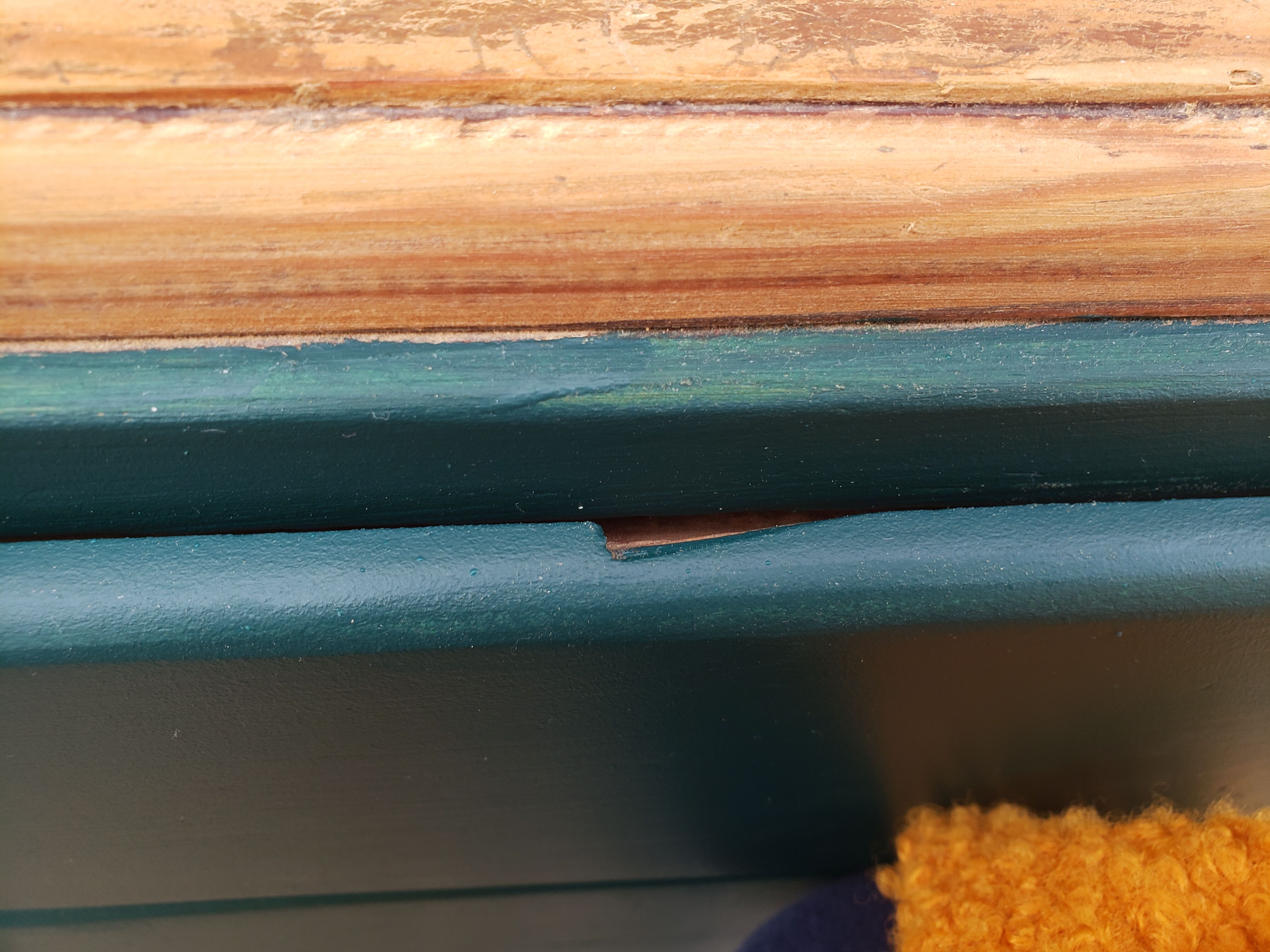 Deep turquoise and wood vintage dresser