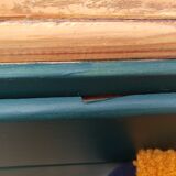 Commode vintage turquoise profond et bois