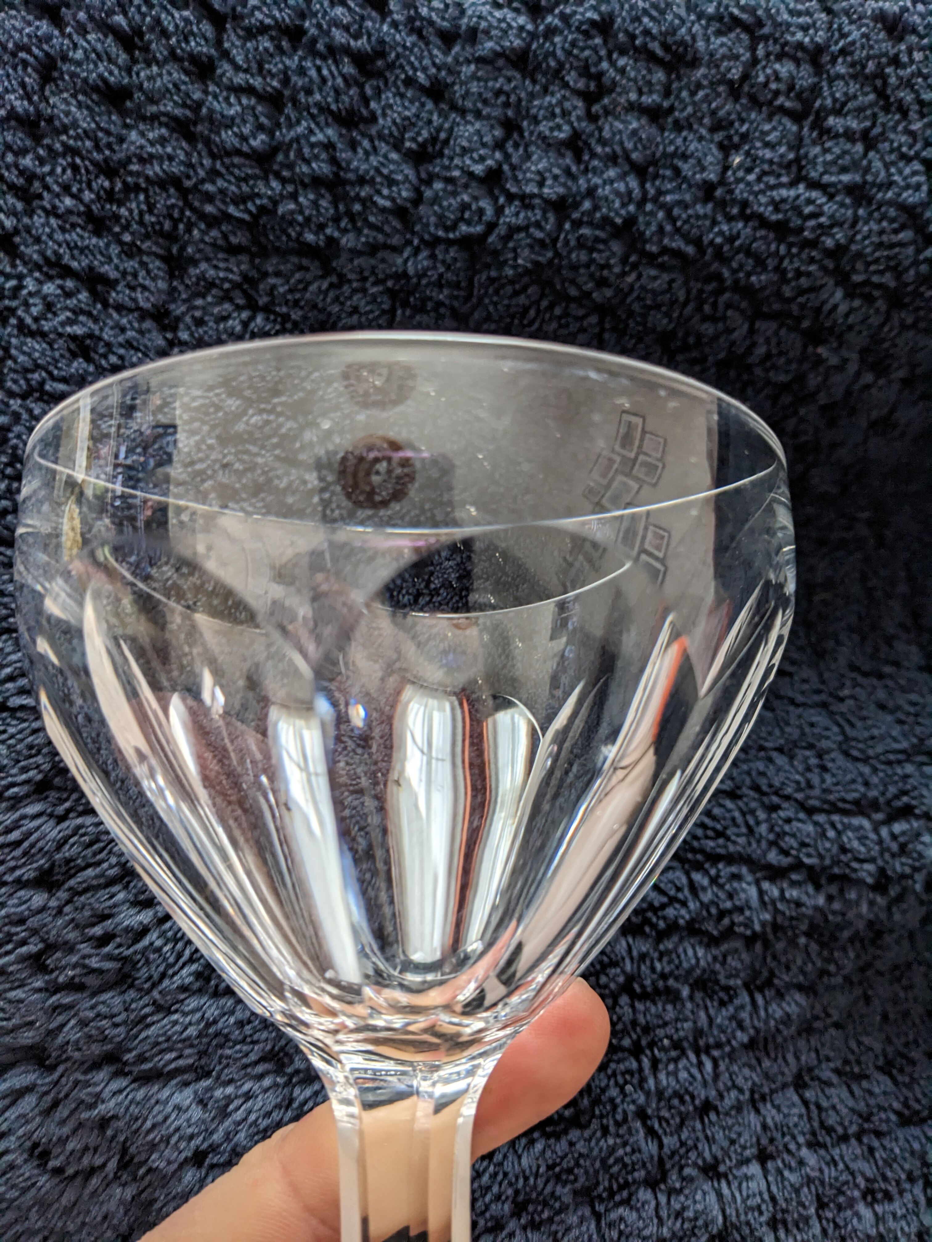 Vintage antique foot glass in chiseled crystal