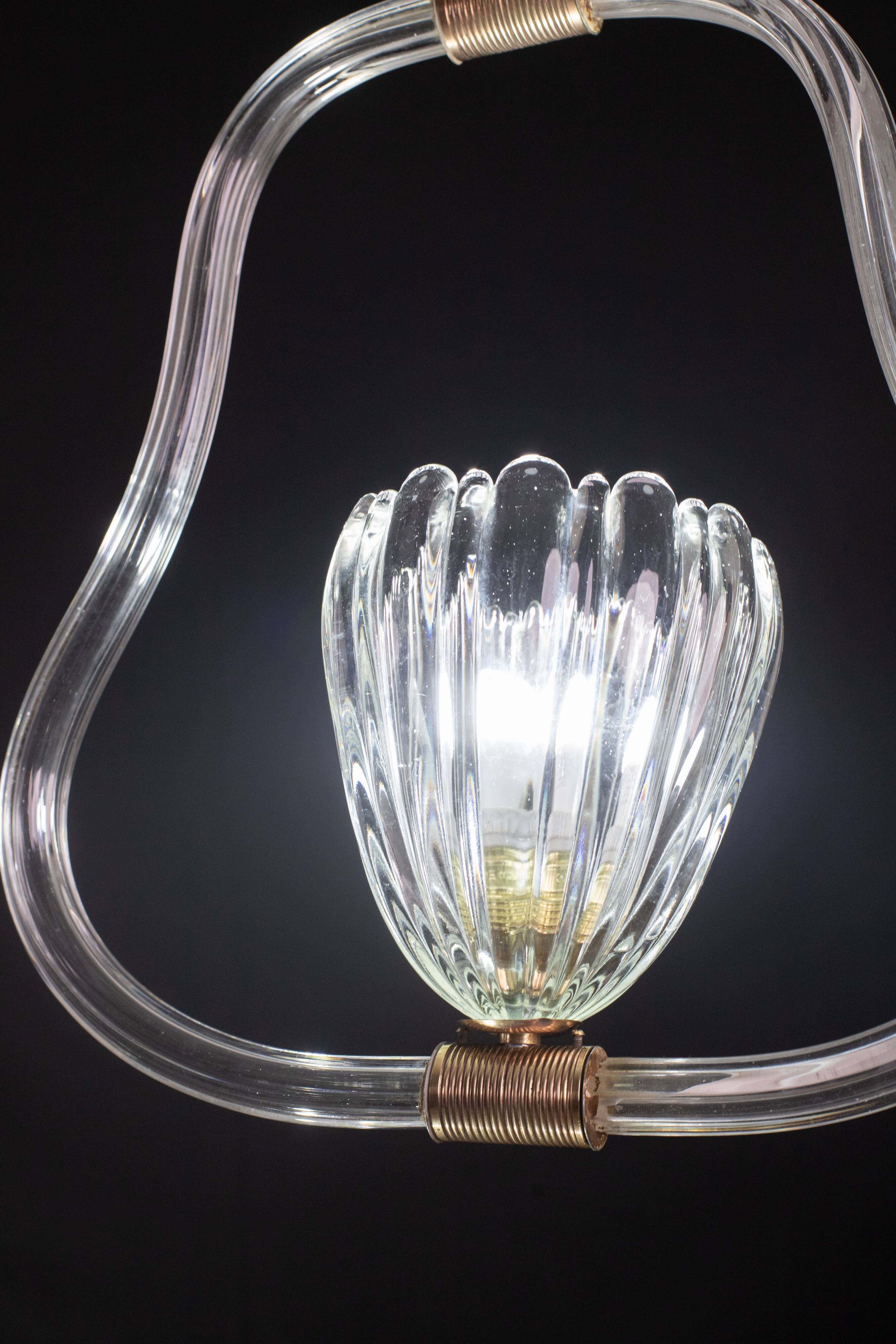 Charming Art Decò Barovier and Toso Chandelier, 1940s