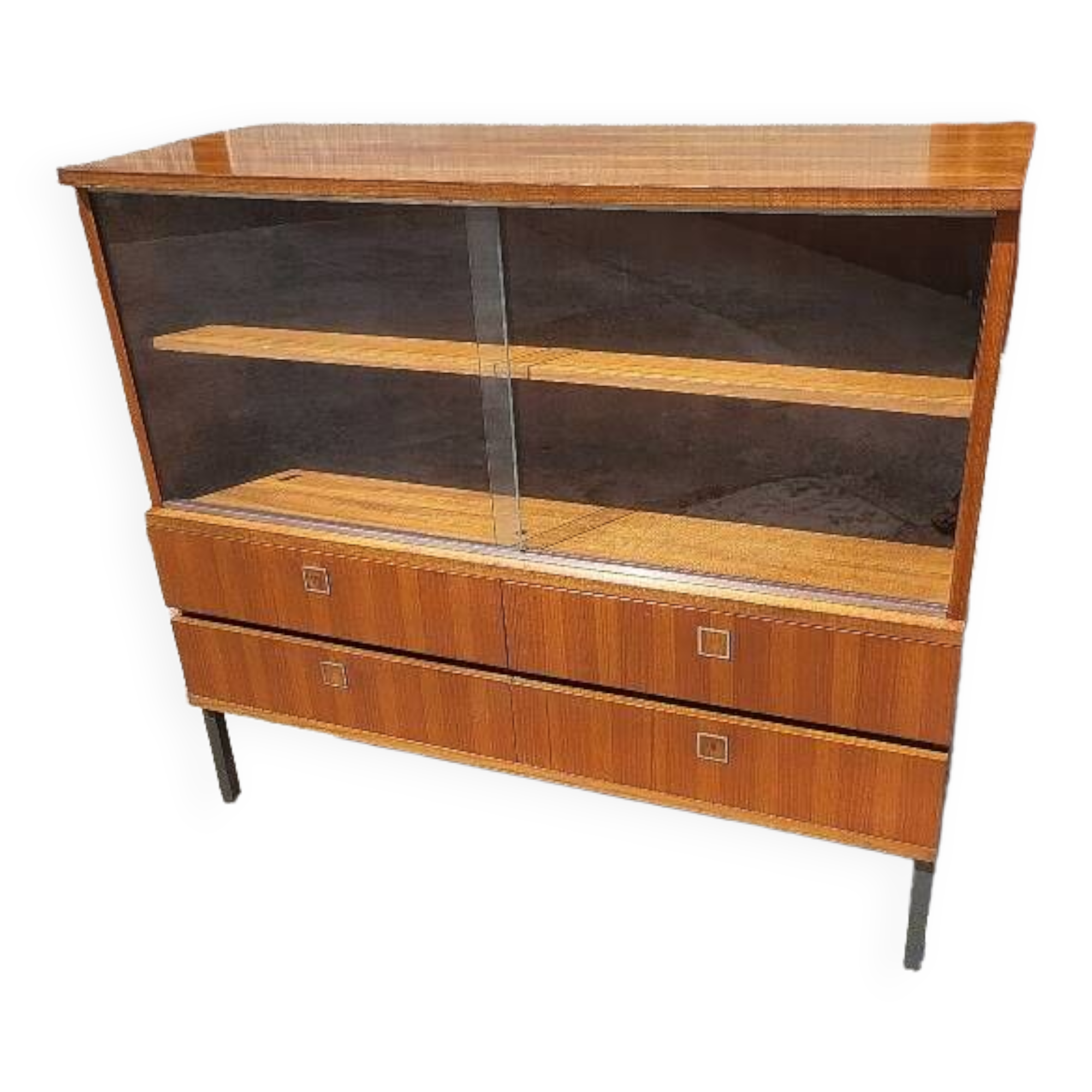 1960 vintage furniture teak plate showcase chest
