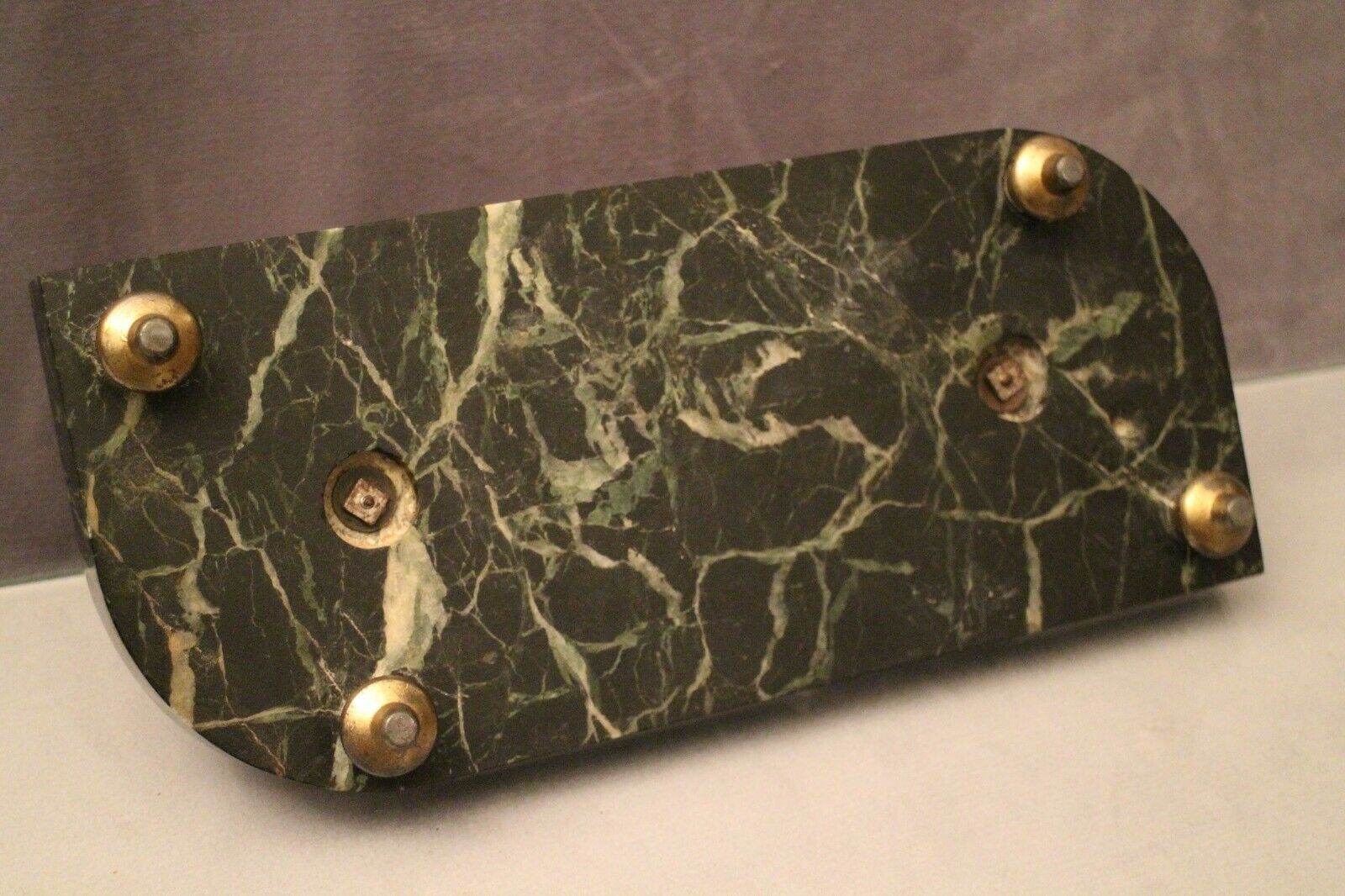 Double-reserve office inkwell on Louis XVI Sea Green Marble Terrace