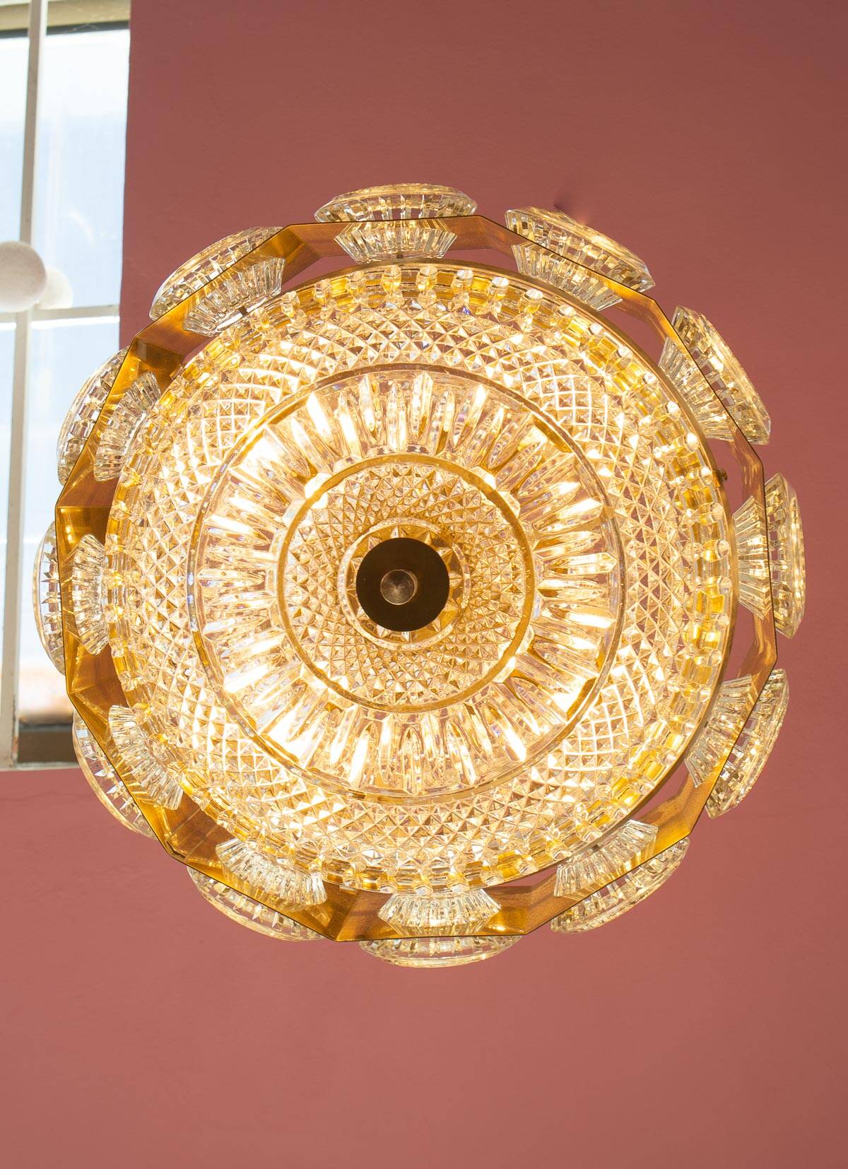 Swedish crystal pendant light attrib. Carl Fagerlund x Orrefors 1960s