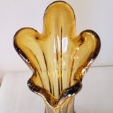 Bubbled amber glass vase from Biot