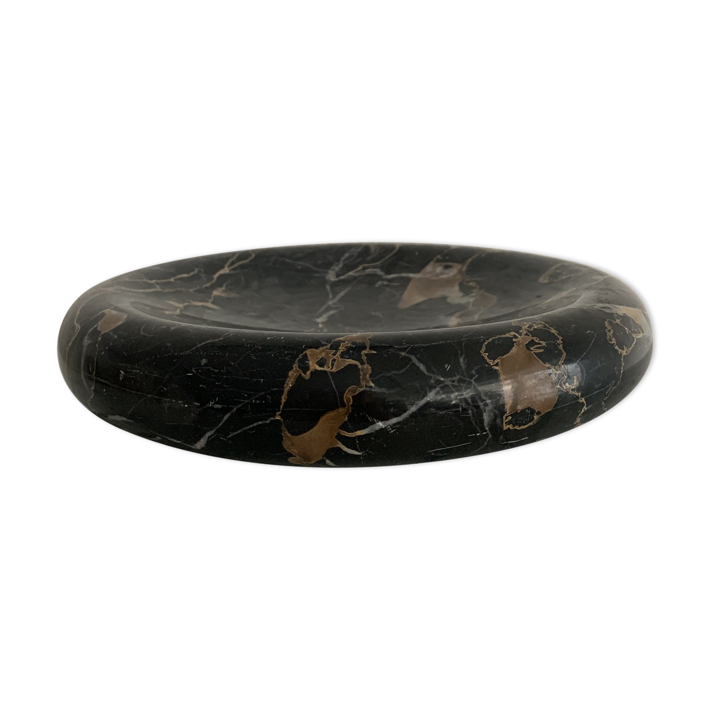 GM vintage black marble round ashtray