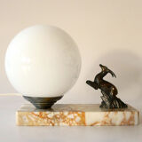 Art Deco lamp opalin globe on marble - gazelle