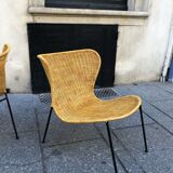 Pair of wicker armchairs, 1950s