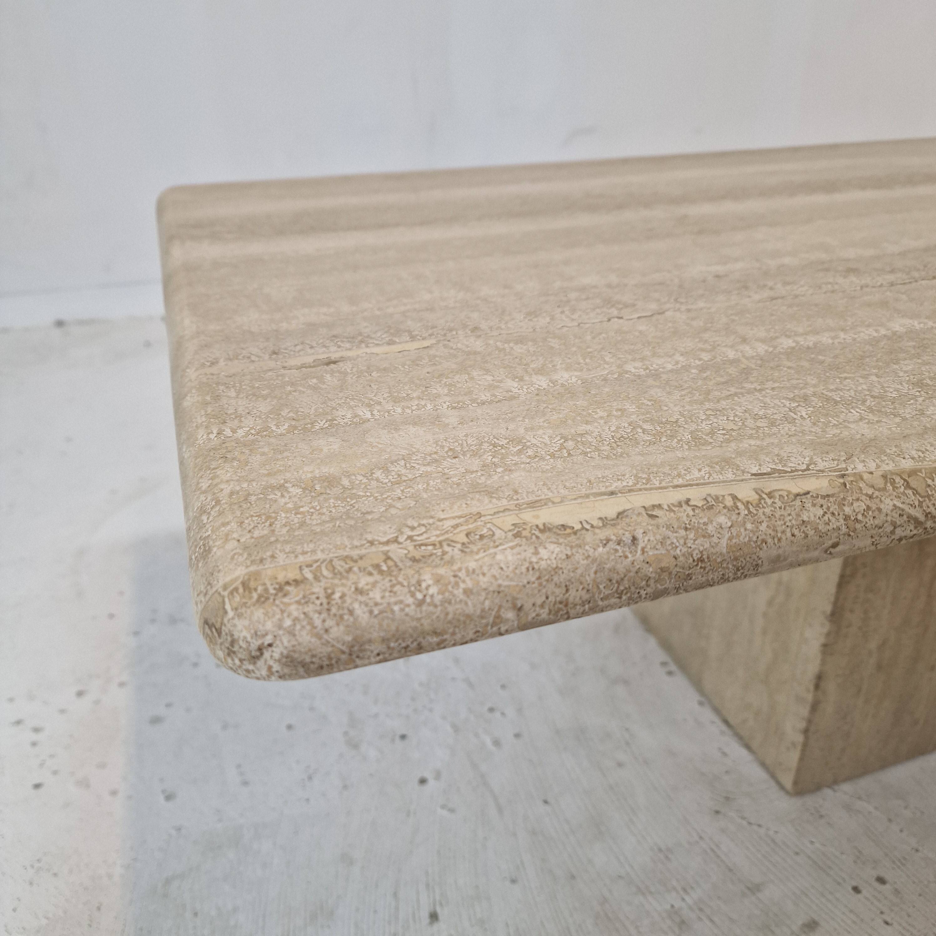 Italian Rectangle Coffee Table in Travertine, 1980s