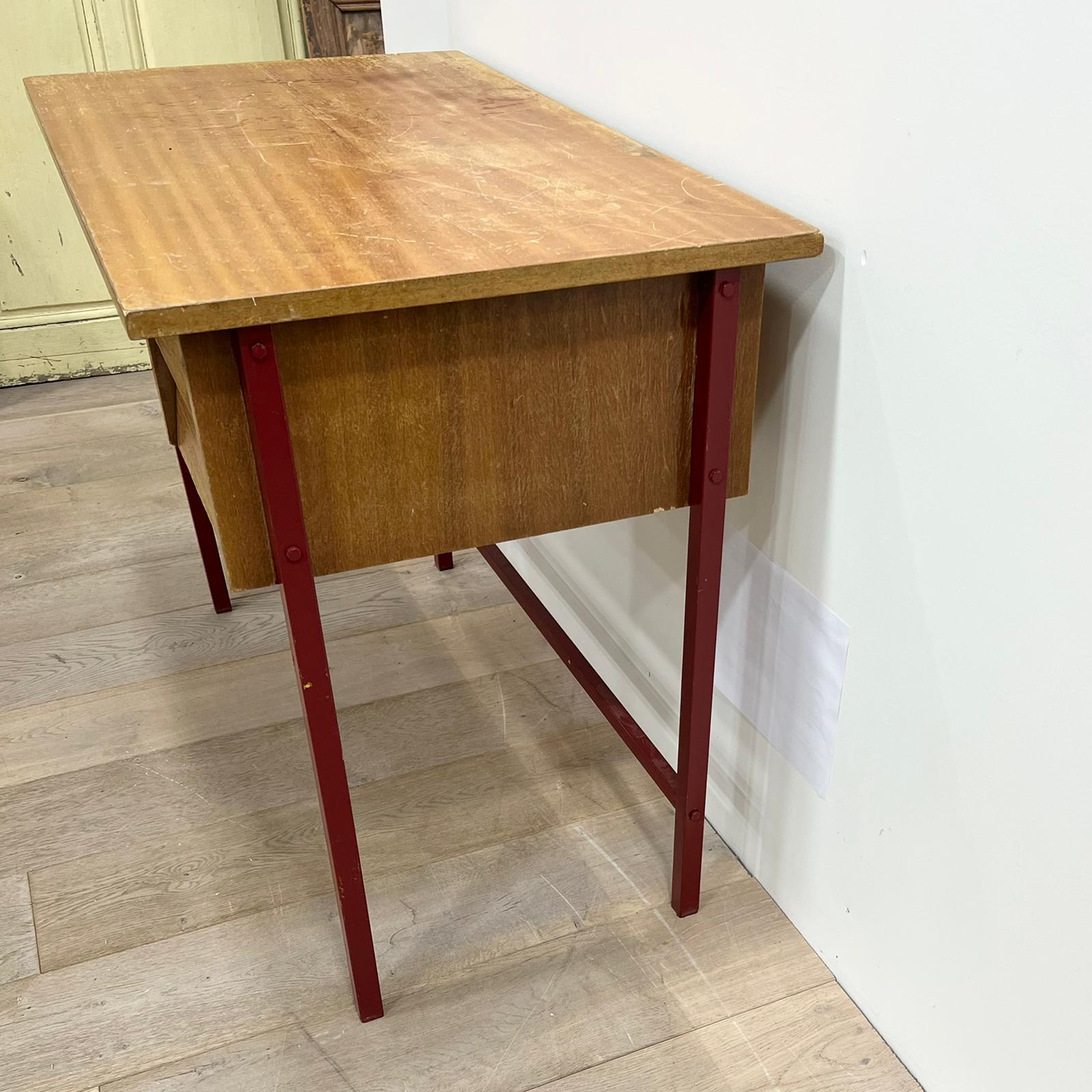 Wooden desk metal feet