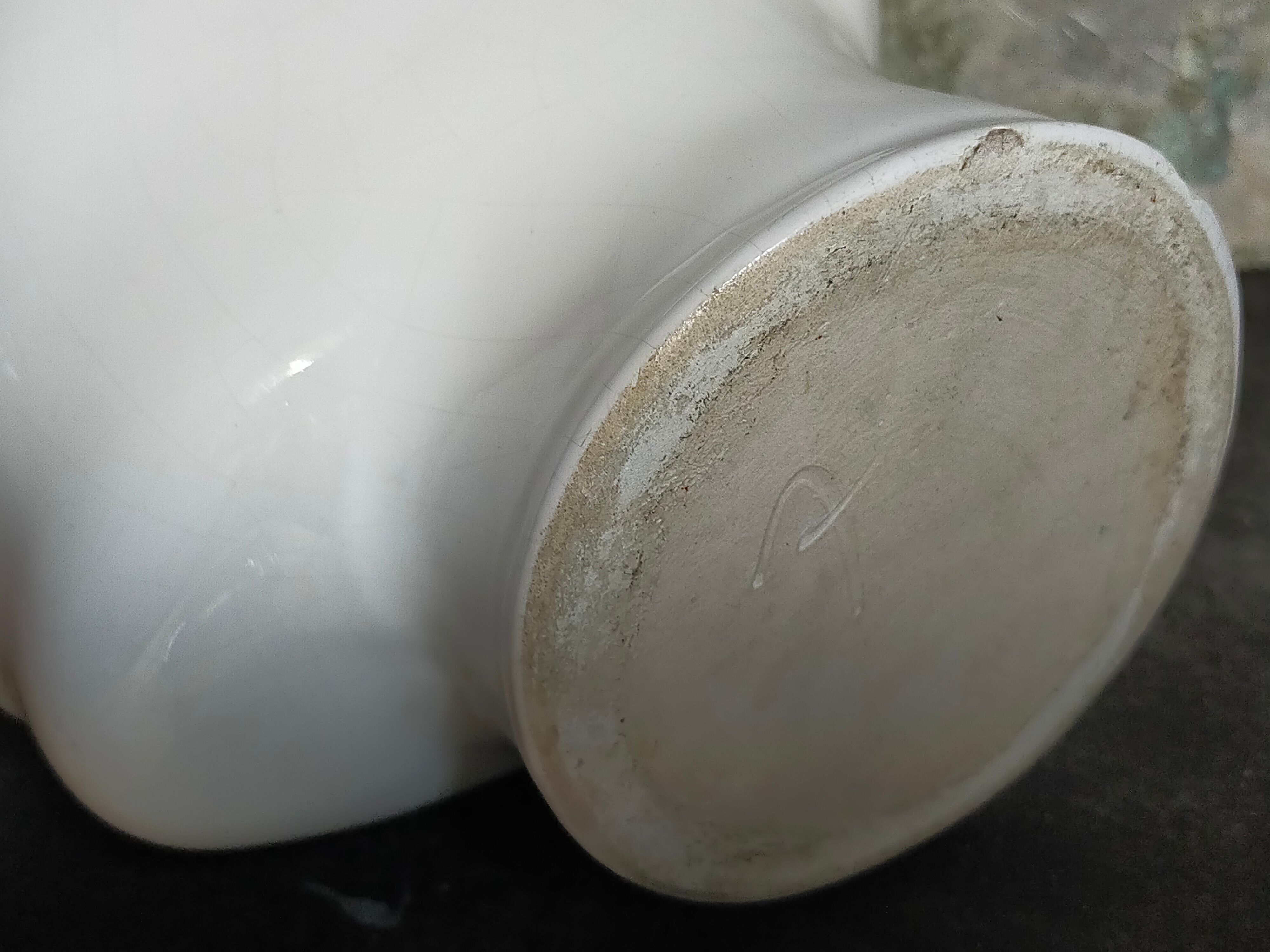 White ceramic pot cover vase 60s