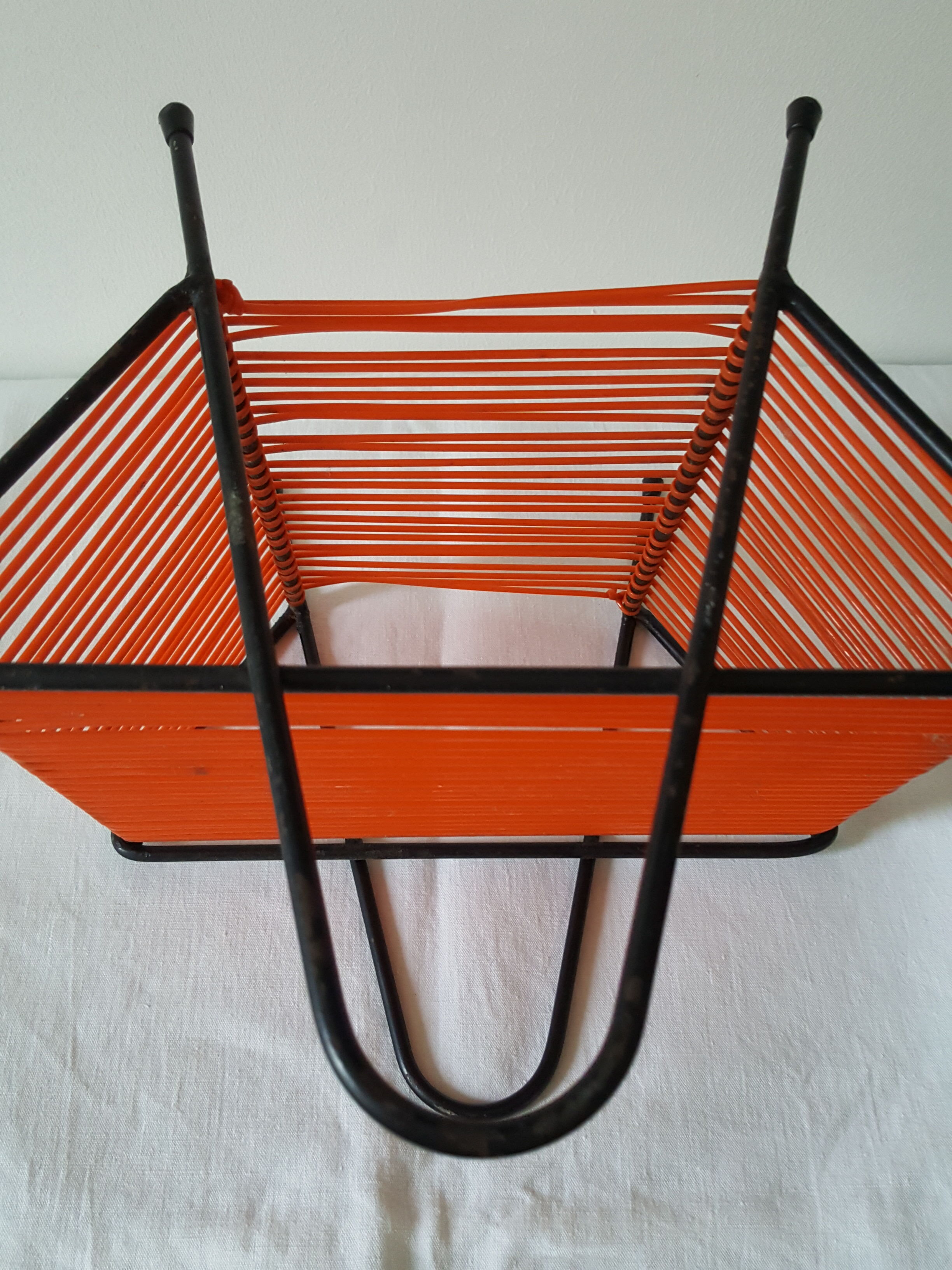 Porte vinyle métal et scoubidou années 60/70