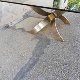 Vintage metal coffee table and smoked glass